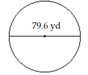  Find the radius or diameter as requested. -Find the radius.   A)   19.9 \mathrm{yd}  B)   4973.89 \mathrm{yd}  C)   39.8 \mathrm{yd}  D)   124.972 \mathrm{yd}