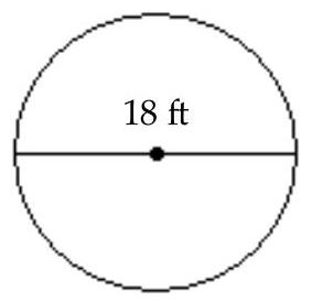  Find the circumference of the circle. Use 3.14 or  \frac{22}{7}  for  \pi  as indicated. -Use 3.14 for  \pi .   A)   113.04 \mathrm{ft}  B)   56.52 \mathrm{ft}  C)   254.34 \mathrm{ft}  D)   28.26 \mathrm{ft}