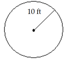  Find the circumference of the circle. Use 3.14 or  \frac{22}{7}  for  \pi  as indicated. -Use 3.14 for  \pi .   A)   62.80 \mathrm{ft}  B)   314.000 \mathrm{ft}  C)   31.400 \mathrm{ft}  D)   12.700 \mathrm{ft}