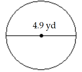  Find the area of the circle. Use 3.14 or  \frac{22}{7}  for  \pi  as indicated. -Use 3.14 for  \pi .   A)   30.772 \mathrm{yd}^{2}  B)   75.3914 \mathrm{yd}^{2}  C)   18.84785 \mathrm{yd}^{2}  D)   15.386 \mathrm{yd}^{2}