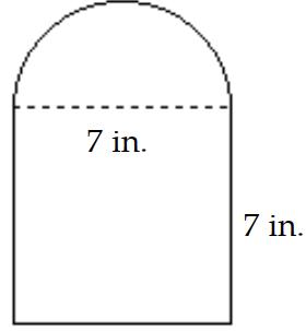  Find the perimeter. Use 3.14 for  \pi . -  A)   49.98 \mathrm{in} . B)   31.99 \mathrm{in}  C)   38.99 \mathrm{in} . D)  42.98 in. 