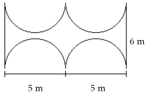  Find the perimeter. Use 3.14 for  \pi . -  A)   43.4 \mathrm{~m}  B)   27.7 \mathrm{~m}  C)   37.4 \mathrm{~m}  D)   21.7 \mathrm{~m}