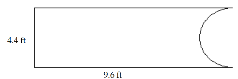  Find the area of the figure. Use 3.14 for  \pi . -  A)   34.6412 \mathrm{ft}^{2}  B)   17.3206 \mathrm{ft}^{2}  C)   35.332 \mathrm{ft}^{2}  D)  Not enough data 