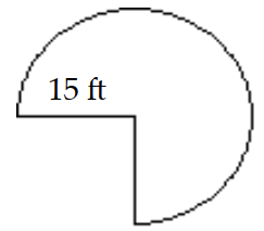  Find the area of the figure. Use 3.14 for  \pi . -  A)   132.4688 \mathrm{ft}^{2}  B)   529.875 \mathrm{ft}^{2}  C)   942 \mathrm{ft}^{2}  D)  Not enough data 