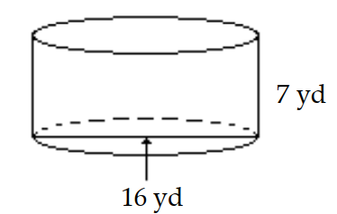  Find the volume of the circular cylinder. Use 3.14 or  \frac{22}{7}  for  \pi  as indicated. -Use 3.14 for  \pi .   A)   175.84 \mathrm{yd}^{3}  B)   351.68 \mathrm{yd}^{3}  C)   1406.72 \mathrm{yd}^{3}  D)   2461.76 \mathrm{yd}^{3}