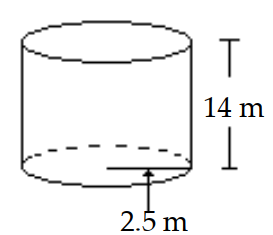  Find the volume of the circular cylinder. Use 3.14 or  \frac{22}{7}  for  \pi  as indicated. -Use 3.14 for  \pi .   A)   219.8 \mathrm{~m}^{3}  B)   274.75 \mathrm{~m}^{3}  C)   1099 \mathrm{~m}^{3}  D)   109.9 \mathrm{~m}^{3}