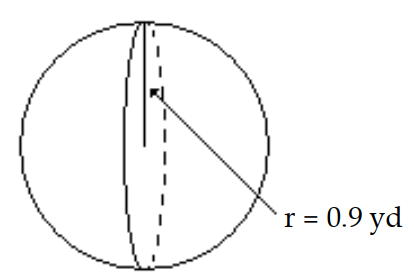 Find the volume of the sphere. Use 3.14 or  \frac{22}{7}  for  \pi  as indicated. -Use 3.14 for  \pi .   A)   3.391 \mathrm{yd}^{3}  B)   24.417 \mathrm{yd}^{3}  C)   3.052 \mathrm{yd}^{3}  D)   1.717 \mathrm{yd}^{3}