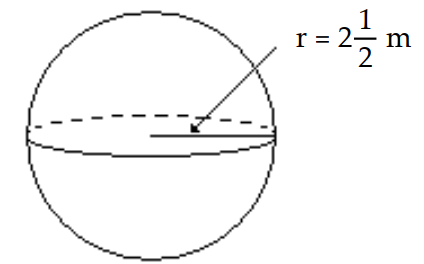  Find the volume of the sphere. Use 3.14 or  \frac{22}{7}  for  \pi  as indicated. -Use  \frac{22}{7}  for  \pi .   A)   49 \frac{3}{28} \mathrm{~m}^{3}  B)   36 \frac{93}{112} \mathrm{~m}^{3}  C)   65 \frac{10}{21} \mathrm{~m}^{3}  D)   19 \frac{9}{14} \mathrm{~m}^{3}