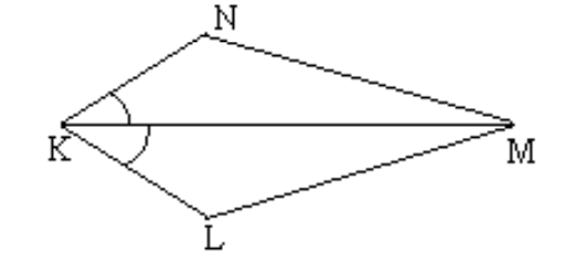 Explain why the indicated triangles are congruent. - \mathrm{NK}=\mathrm{LK} . \quad \triangle \mathrm{NKM} \cong \triangle \mathrm{LKM} . Explain how you know that  \mathrm{NM}=\mathrm{LM} .    