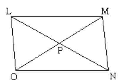 Find the measures of the indicated sides, angles, or diagonals of the given parallelogram. - P M=31  and  L P=37 . Find the length of each diagonal.   A)   \mathrm{LN}=37, \mathrm{MO}=31  B)   \mathrm{LN}=74, \mathrm{MO}=62  C)   \mathrm{LN}=62, \mathrm{MO}=74  D)   \mathrm{LN}=\mathrm{MO}=68
