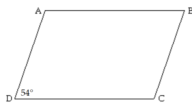  Find the measures of the indicated sides, angles, or diagonals of the given parallelogram. -Find  m \angle A, m \angle B , and  m \angle C .   A)     B)     C)    D)    