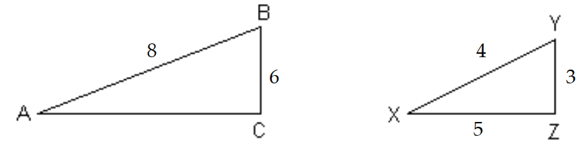  Find the missing length. -If  \triangle \mathrm{ABC} \sim \triangle \mathrm{XYZ} , find  A C .   A)  5 B)  15 C)  11 D)  10 