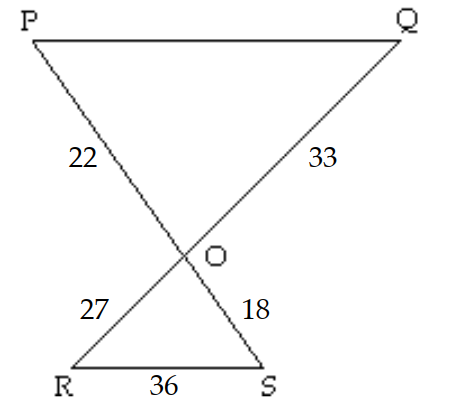  Find the missing length. -If  \overline{\mathrm{PQ}} \| \overline{\mathrm{RS}} , find  \mathrm{PQ} .   A)  36 B)  44 C)  41 D)  55 