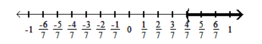  Solve using the addition principle. Graph and write set-builder notation for the answer. - x+\frac{1}{7}>\frac{4}{7}    A)   \left\{|x| x>-\frac{3}{7}\right\}    B)   \left\{|x| x>\frac{3}{7}\right\}    C)   \left\{\left\{x \mid x<\frac{4}{7}\right\}\right.    D)   \left\{|x| x>\frac{3}{7}\right\}    