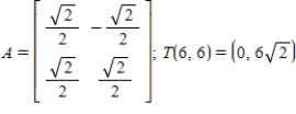 <strong>Find the standard matrix A for the linear transformation T, where T is the counterclockwise rotation of 45° about the origin in . Also use A to find for the vector .</strong> A) B) C) D) E)
