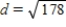 Find the distance d between u=   and v=   . A)     B)     C)    D)    E)    