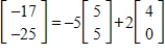 <strong>Determine whether B is in the column space of A. If it is, write B as a linear combination of the column vectors of A.. </strong> A) is in the column space of A and B) is in the column space of A and C) is in the column space of A and D) does not belong to the column space of E) none of these choices