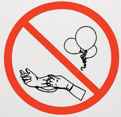 This image is an allergy warning for   A)  nylon. B)  plastics. C)  latex. D)  adhesives.