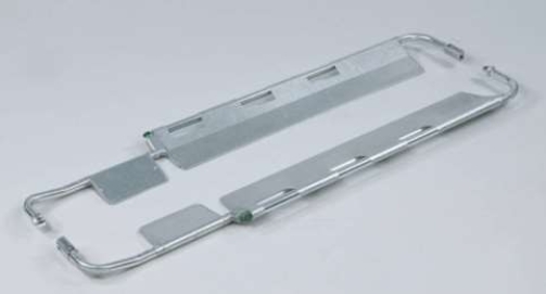 <strong>What type of stretcher is this?  </strong> A) Flexible stretcher B) Scoop stretcher C) Portable stretcher D) Basket stretcher <div style=padding-top: 35px> 