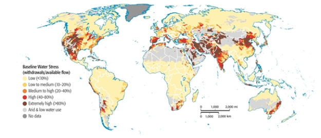 Which country would you expect to be most likely to see conflicts over access to water?    A)  Russia B)  India C)  Australia D)  Brazil E)  Canada