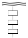   -In the figure, a certain type of string will break if the tension in the string exceeds 300 N. A number of 8-kg weights are hung one below the other from a hook in the ceiling using this string. The number of weights that causes the string to break and the string segment that will break are as follows: A)  When the 4th weight is added, the top string segment will break. B)  Each segment has a tension of 78.4000015 N, and there is no limit to the number of weights that can be suspended. C)  When the 4th weight is added, the bottom string segment will break. D)  When the 4th weight is added, all string segments will break. E)  When the 38th weight is added, all string segments will break.
