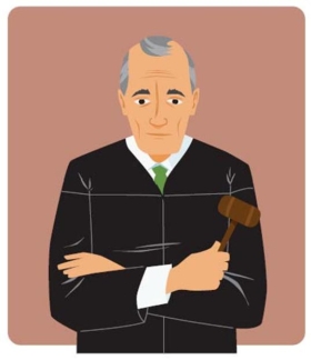 <strong>Complete la oración según la imagen.Muchas personas temen este _____ porque es estricto, pero es muy justo e imparcial.  </strong> A) traductor B) ingeniero C) enfermero D) juez <div style=padding-top: 35px> 