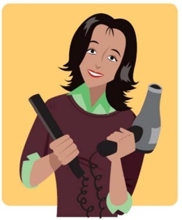 <strong>Complete la oración según la imagen.La _____ de mi madre tiene muchas clientas porque es muy buena.  </strong> A) diseñadora B) atleta C) médica D) peluquera <div style=padding-top: 35px> 