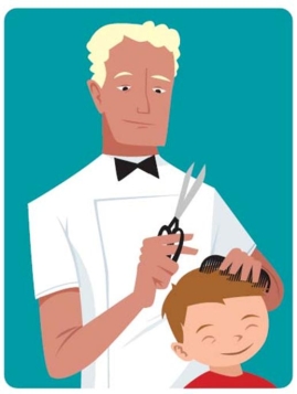 <strong>Complete la oración según la imagen.Nuestro _____ es alegre y habla mucho cuando lo visitamos.  </strong> A) soldado B) barbero C) contador D) banquero <div style=padding-top: 35px> 