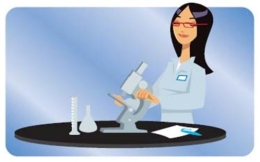 <strong>Complete la oración según la imagen.Esta _____ hace investigaciones en la universidad.  </strong> A) periodista B) científica C) secretaria D) enfermera <div style=padding-top: 35px> 