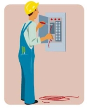 <strong>Complete la oración según la imagen.Tenemos que a llamar a un _____ para instalar estas luces.  </strong> A) albañil B) intérprete C) químico D) electricista <div style=padding-top: 35px> 