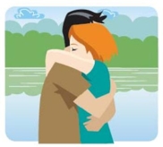 <strong>Indique la descripción que corresponde a la imagen.  </strong> A) Se abrazan el uno al otro. B) Se abrazan a ellos mismos. <div style=padding-top: 35px> 