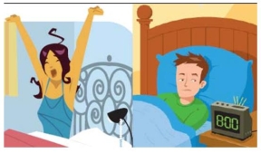 <strong>Indique la descripción que corresponde a la imagen.  </strong> A) Se despiertan el uno al otro. B) Se despiertan a ellos mismos. <div style=padding-top: 35px> 