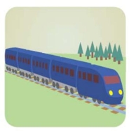 <strong>Indique la mejor descripción según la imagen.  </strong> A) El tren pasa por un lago. B) El tren pasa por la ciudad. C) El tren pasa por la montaña. D) El tren pasa por el campo. <div style=padding-top: 35px> 