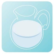 Complete la oración según la imagen.El mesero nos trae una ____ de leche.  