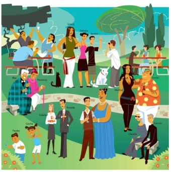 Para responder, mire el dibujo. Según el dibujo, Simón y Blas son los más gordos de la familia.