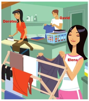 <strong>¿Quién tiende la ropa?  </strong> A) David B) Dorotea C) Elena D) Dorotea y Elena <div style=padding-top: 35px> 