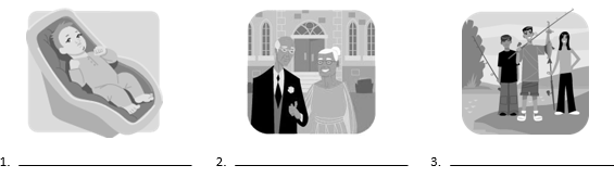 Write the word that corresponds to the stage of life represented.  <div style=padding-top: 35px> 