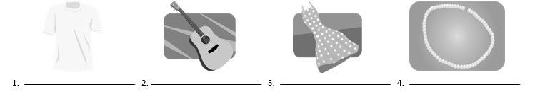 Label each object and the material or pattern shown.    