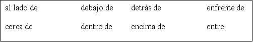 Mi dormitorio. Completa el párrafo sobre el nuevo dormitorio de Gabriela con las formas correctas del verbo estar o las preposiciones apropiadas. Modelo: Mi dormitorio _____________ (estar) ___________ la cocina. Mi dormitorio está lejos de la cocina.    -Ahora yo (1) ___________________ (estar) en mi nuevo dormitorio y voy a describirlo (describe it). Todo está muy organizado. Las dos lámparas (2) ___________________ (estar) (3) ___________________ las mesitas de noche. Mi cama (4) ___________________ (estar) (5) ___________________ las mesitas. (6) ___________________ mi cama, hay un televisor para mirar mis programas favoritos antes de dormir. En el lado izquierdo de mi dormitorio hay una silla (7) ___________________ la ventana. Allí leo novelas. Me gusta ir de compras, así que hay mucha ropa (8) ___________________ mi armario. Mi dormitorio es perfecto, ¿no crees?