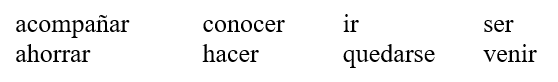 El verano. Diego y Nuria están conversando sobre sus planes para el verano. Completa la conversación con la forma correcta del futuro de los verbos de la lista. ¡OJO! No vas a usar todos los verbos. -Diego: Chicos, ¿ustedes qué planes tienen para el verano? Nuria: Creo que (1)______________ en casa. Necesito ahorrar dinero porque el año próximo (2)_____________ a la isla de Pascua. ¿Y tú? Diego: Mis hermanos y yo tenemos un plan fascinante: (3)________________ el desierto de Sonora, ¡donde vive el cactus más grande del mundo! Nuria: ¿Y sus padres no los (4)_______________? Diego: No. Ellos (5)________________ una excursión por la selva amazónica. Pero mi prima Yolanda sí (6)_______________ con nosotros. Nuria: Suena divertido.