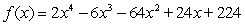 Find the horizontal intercepts of the function .   Write your answers   in ascending order .   