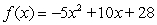 Find the horizontal intercepts of the function   . Round answers to 2 decimal places, if necessary. Write your answer as r<sub>1</sub>, r<sub>2</sub>, with r<sub>1</sub><r<sub>2</sub>. 