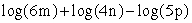 Expand the following expression using rules of logarithms:   A)    B)    C)    D)   