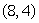 Find the formula for the function pictured on the semi-log plot given that the 2 points pictured are   and        Write your answer in   form. 