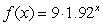 Choose the function that best matches the description: When x is 0, y is 2, and when x increases 1 unit, y is multiplied by 1.74 A)    B)    C)    D)   