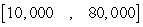 The following graph shows the populations (in thousands)  of two cities, City 1 and City 2.   Find the range of population for City 1. A)    B)    C)    D)   