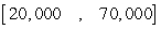 The following graph shows the populations (in thousands)  of two cities, City 1 and City 2.   Find the range of population for City 1. A)    B)    C)    D)   