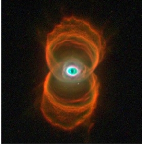 51) What will likely happen to this object in the future?   A) The ejected material could be disbursed, with the material perhaps remaining in proximity to it. B) It could evolve into a more structured galaxy. C) It will continue to consume its hydrogen through nuclear fusion and will emit electromagnetic radiation. D) It will continue to evolve with its stars going through their evolution.