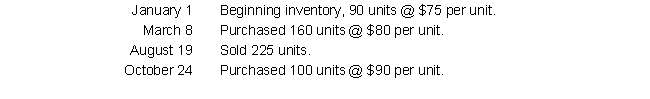 The following are 2019 inventory data for Thames Company, which uses a perpetual inventory system.     Ending inventory at December 31 is 125 units. Compute the cost of the ending inventory using the following methods: a. FIFO b. Weighted-average c. LIFO