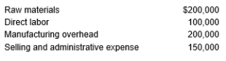 Sandy Corporation has provided the following cost data for last year when 50,000 units were produced and sold:   All costs are variable except for $100,000 of manufacturing overhead and $100,000 of selling and administrative expense. If the selling price is $12 per unit, the net operating income from producing and selling 120,000 units would be: A)  $460,000 B)  $160,000 C)  $85,000 D)  $105,000